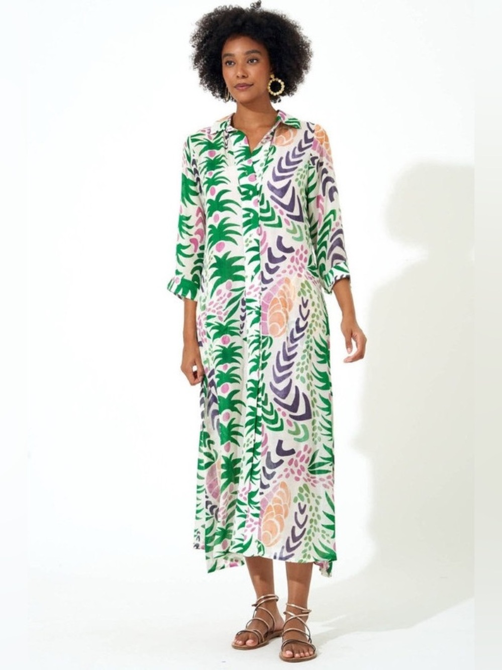 Oliphant. Silk/Cotton Blend Shirt Dress. Size Small.